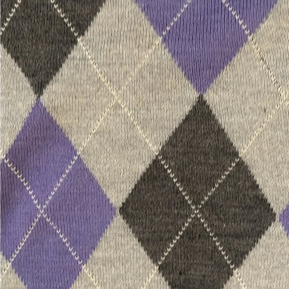 Banana Republic women Gray/purple Argyle Sweater 60% organic merino wool size XS
